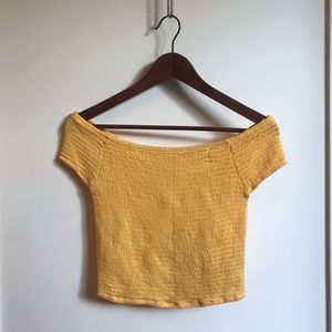 NWOT Guess Yellow Off Shoulder Crop Top